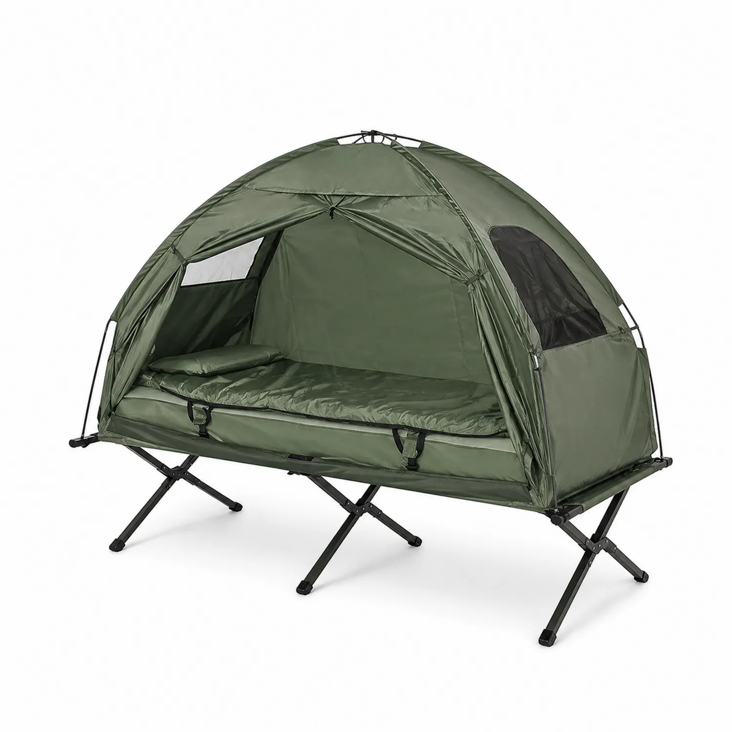 Tenda da Campeggio con Letto in Tessuto Oxford Verde-domvirex