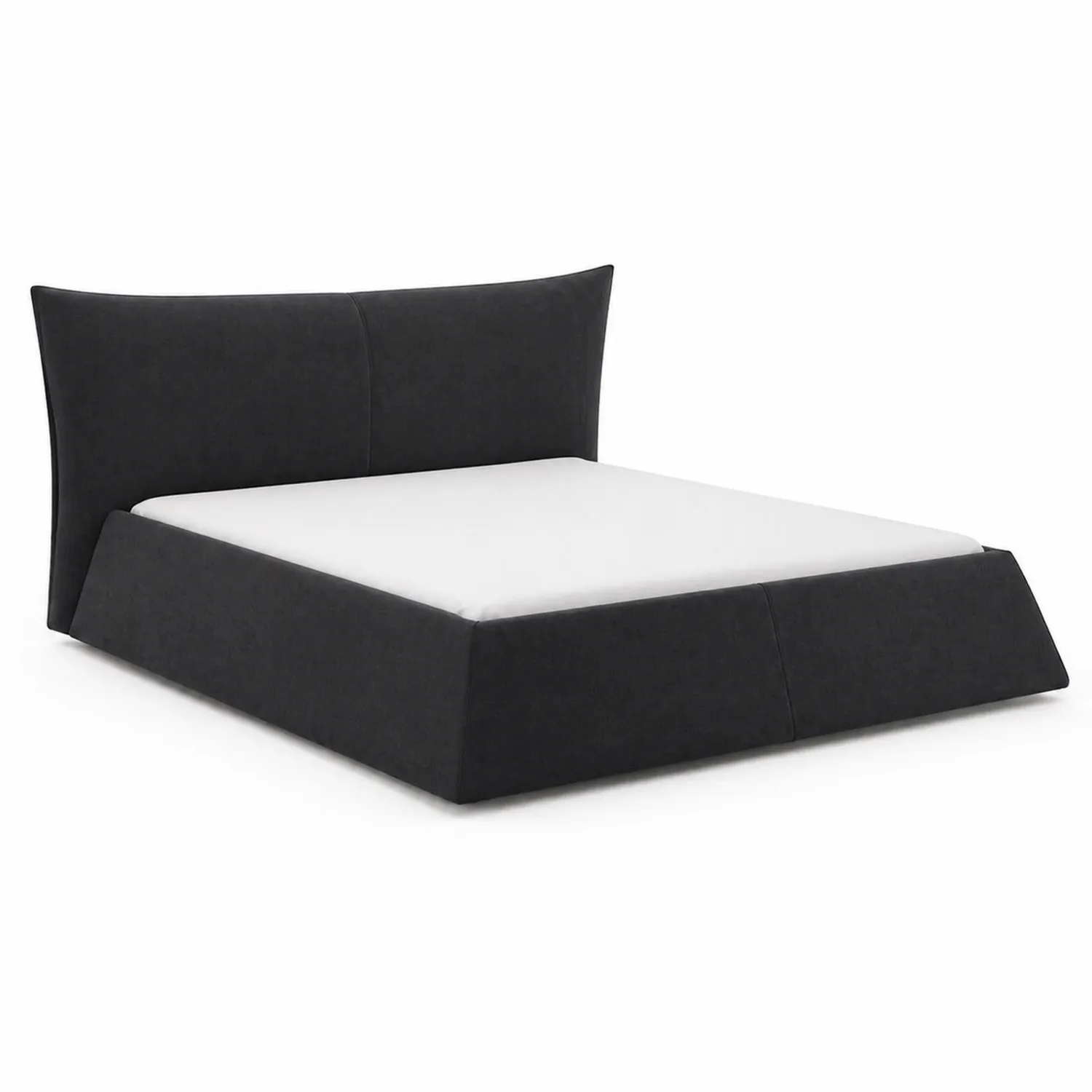 Letto matrimoniale in tessuto e legno grigio scuro-domvirex