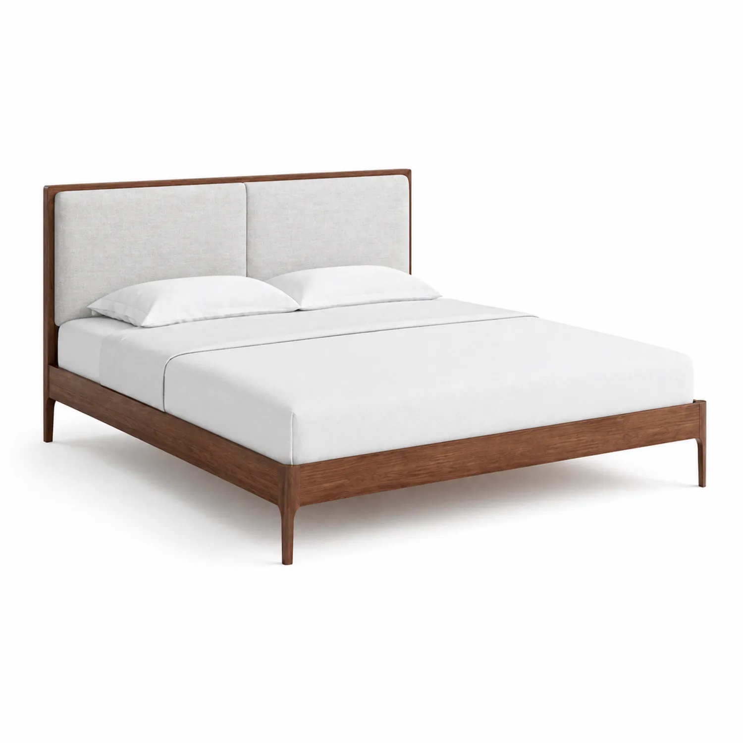 Letto matrimoniale in legno con testiera in tessuto 200x180 cm-domvirex