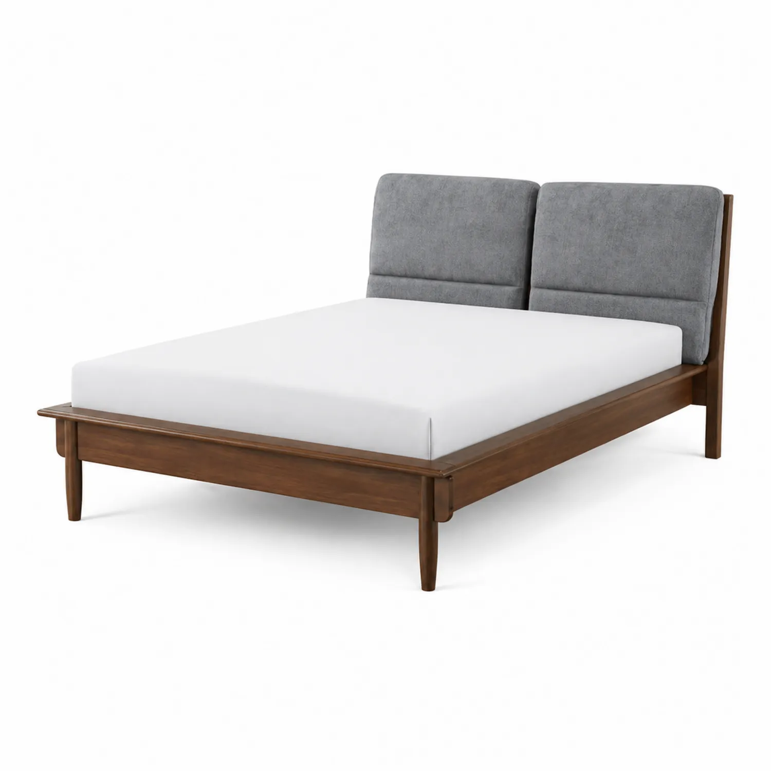Letto matrimoniale in legno con testiera grigia-domvirex