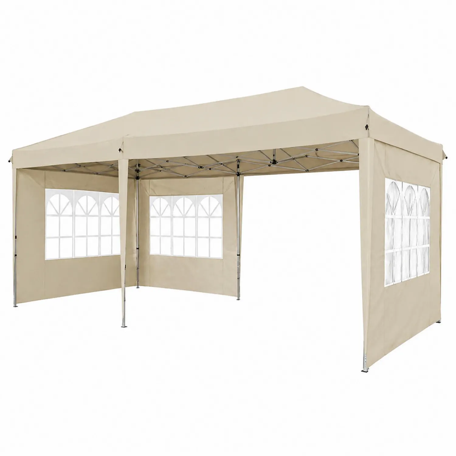Gazebo Esterno in Acciaio e Poliestere Beige 3x6m-domvirex