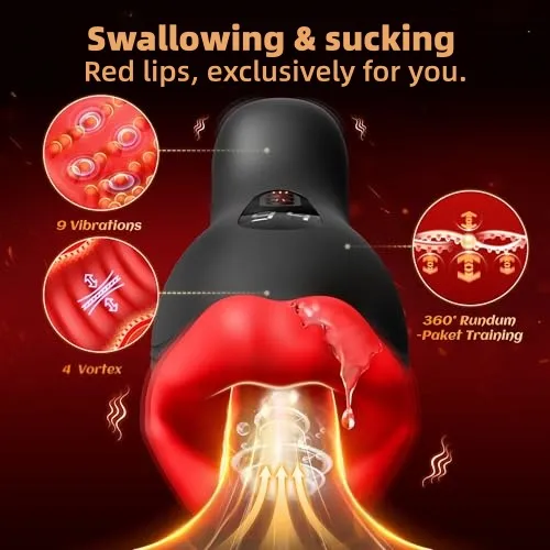 🔥Enchantment - 9 Vibrations 4 Suctions Clamping Suction Oral Simulation Male Masturbator