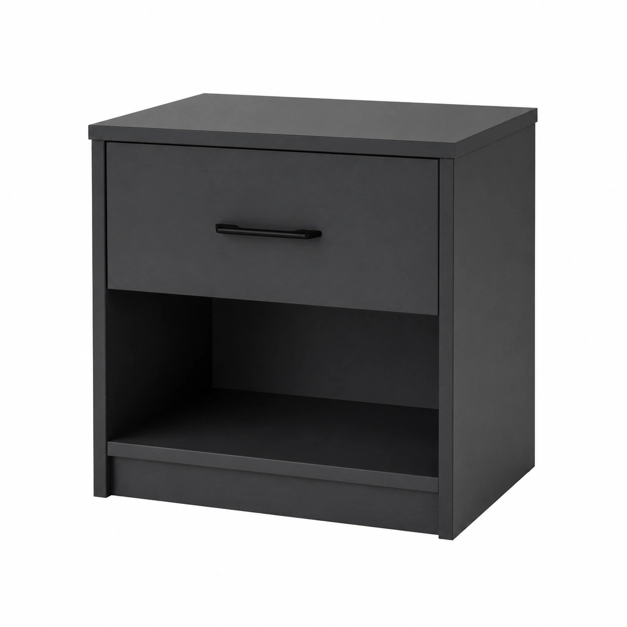 Moderne Nachtkonsole mit Schublade und offenem Fach Schwarz B/H/T ca. 39x41x28 cm-furnilinehelp