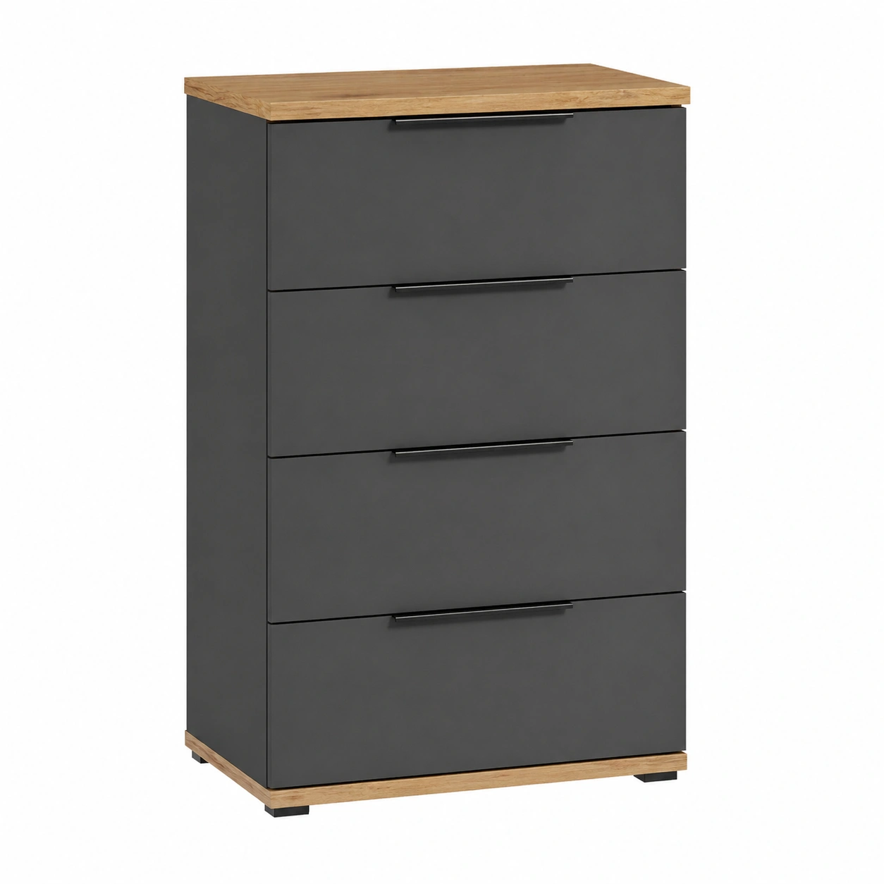 Moderne Nachtkonsole mit 4 Schubladen Dunkelgrau Eiche Optik 46x42x79-furnilinehelp