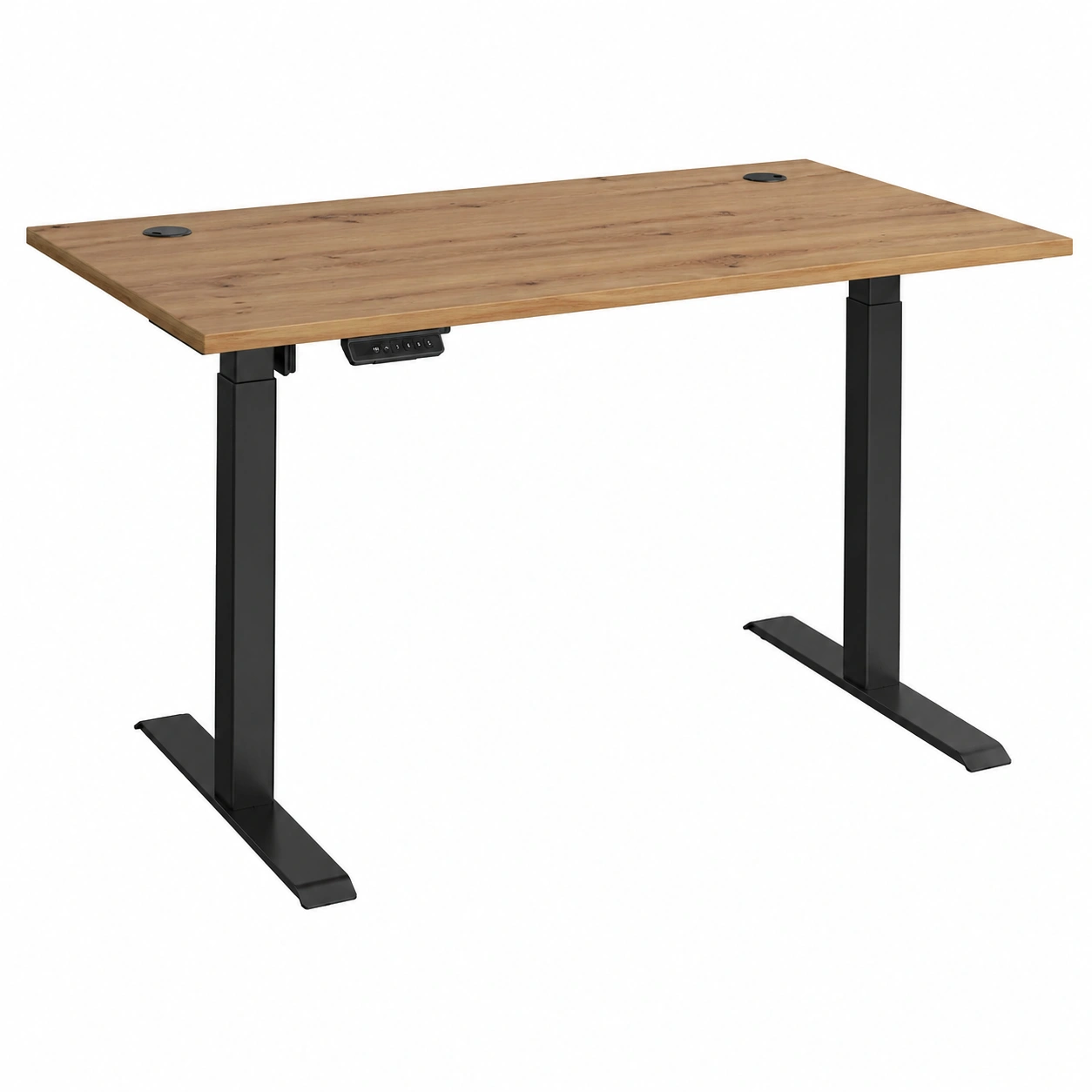 Hoehenverstellbarer Schreibtisch in Eiche Natur mit schwarzem Metallgestell 160 cm Elektrisch Modern-furnilinehelp