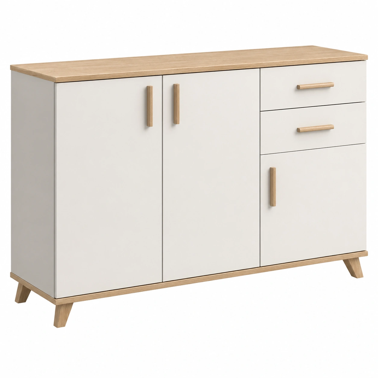 Kommode Modern Skandinavisch Weiß Holzoptik 120x82x35 cm-furnilinehelp