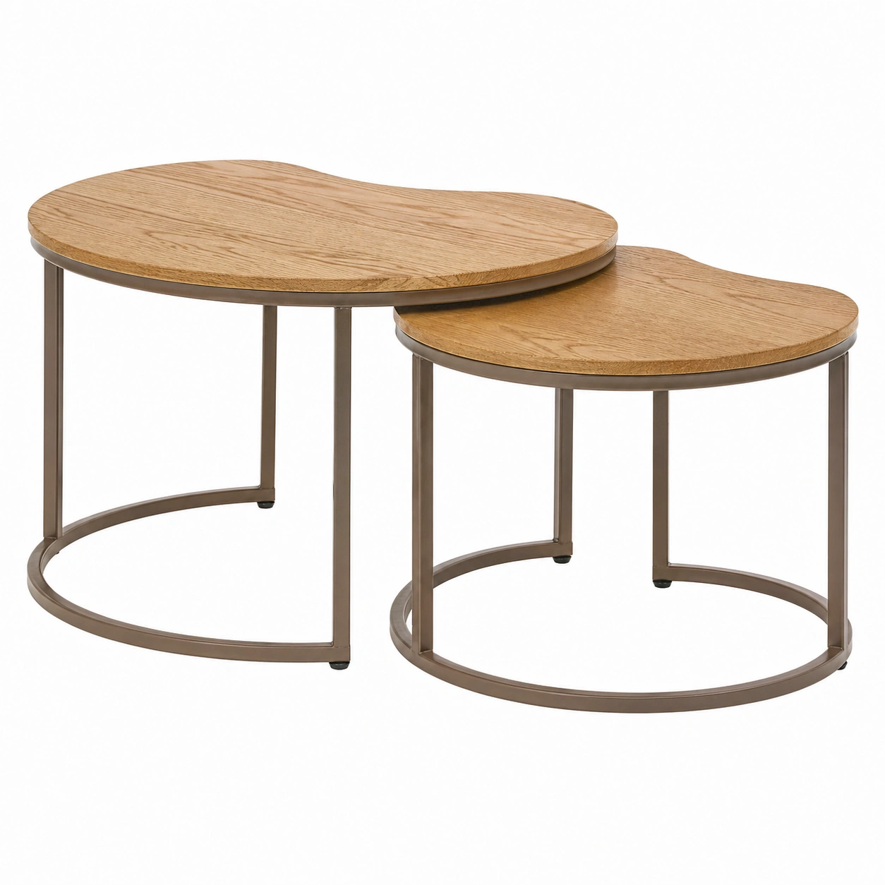 2er Set Couchtisch Rund Marmoroptik Weißs Metallgestell Modern-furnilinehelp