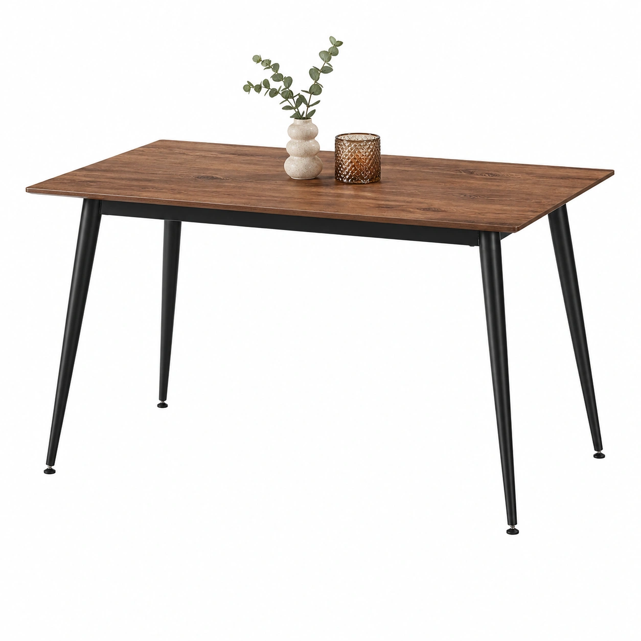 Esstisch Industrial Holzoptik Dunkelbraun Metall Schwarz 140x80 cm-furnilinehelp