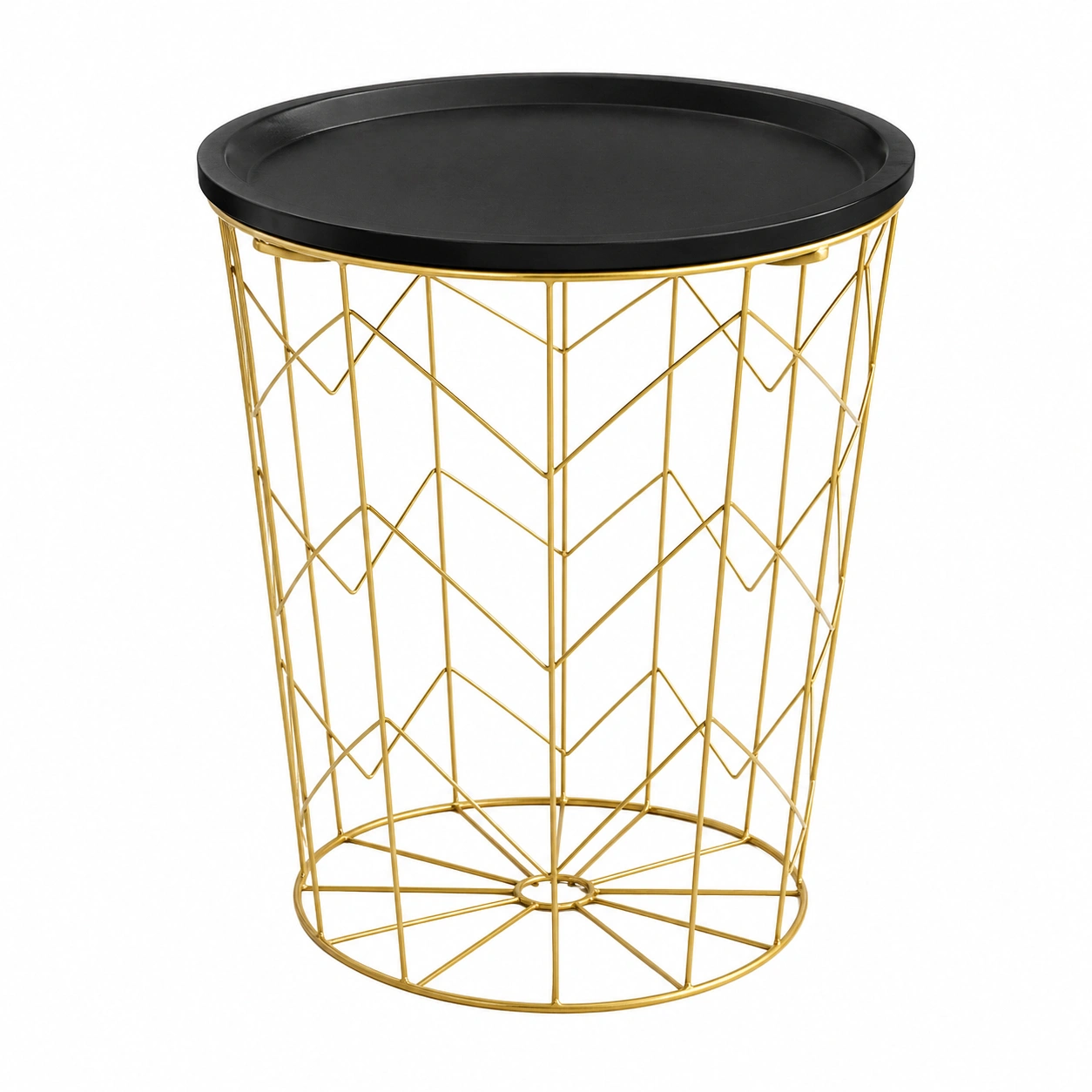 Moderner runder Beistelltisch mit schwarzer Tischplatte und goldfarbenem Metallgestell a40 cm Design Tisch-homedecorsupport