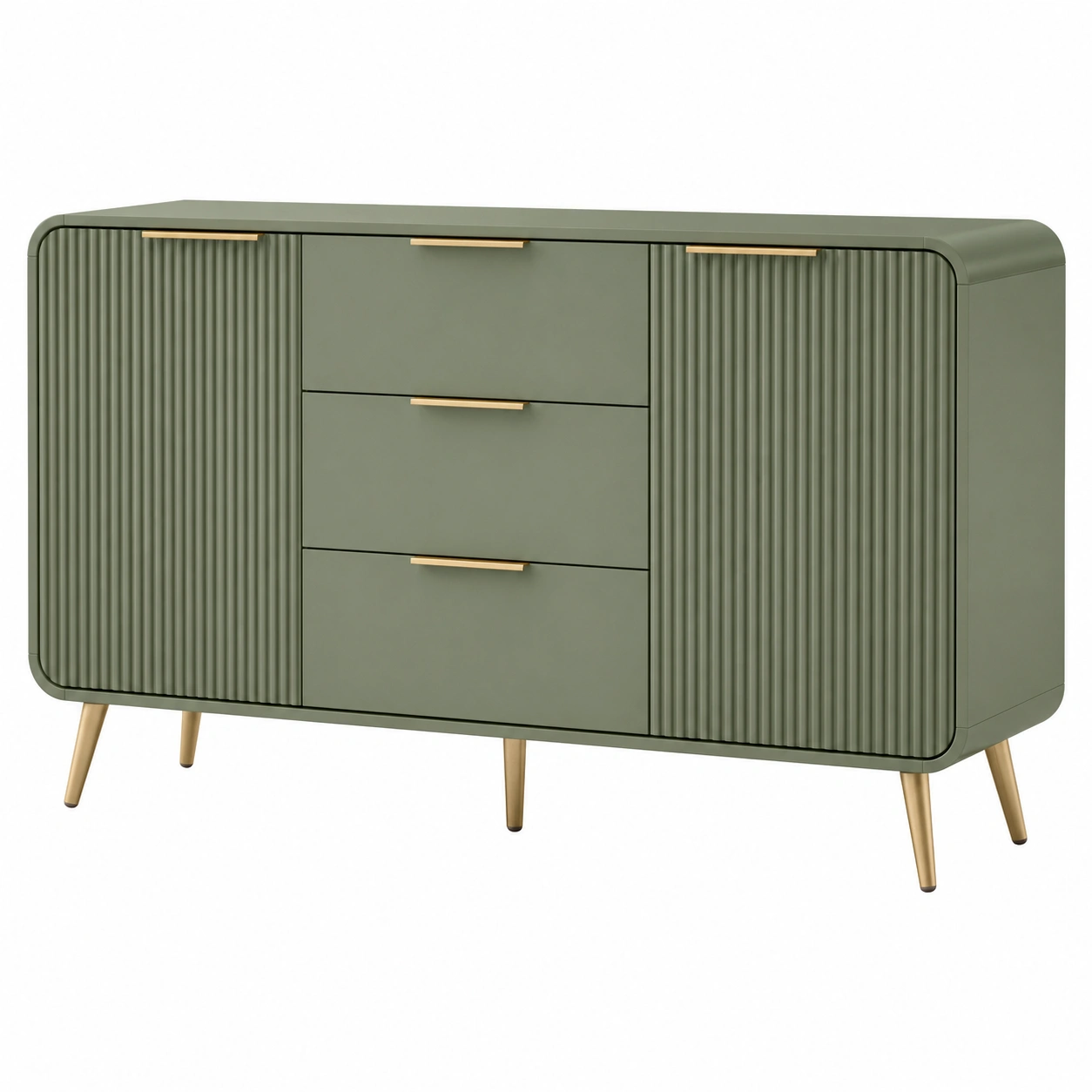 Moderne Kommode in Olivgruen mit Strukturfront und Metallbeinen-homedecorsupport