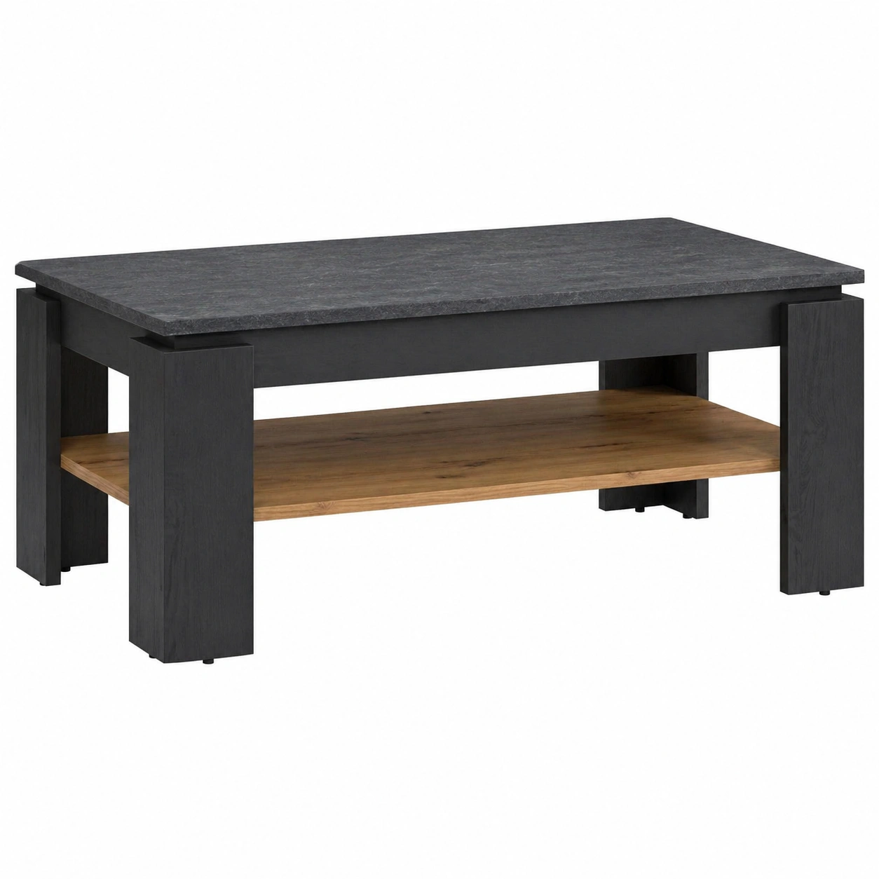 Moderner Couchtisch mit Ablage Weiß Larche Optik rechteckig stabil Wohnzimmer Tisch funktional minimalistisch-homedecorsupport