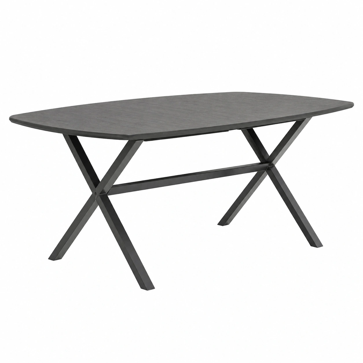 Esstisch in Eiche Optik mit X Metallgestell 180 cm-homedecorsupport