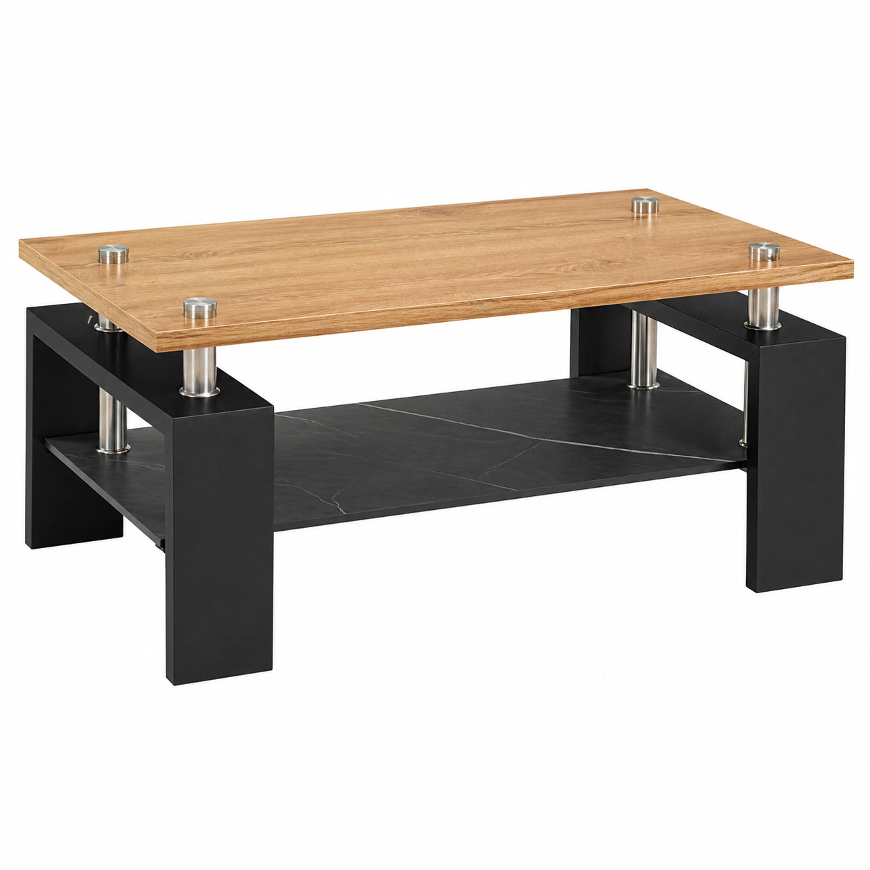 Moderner Glascouchtisch mit Ablage – Klarglas und Kontrastdesign in Weißs/Schwarz-homedecorsupport