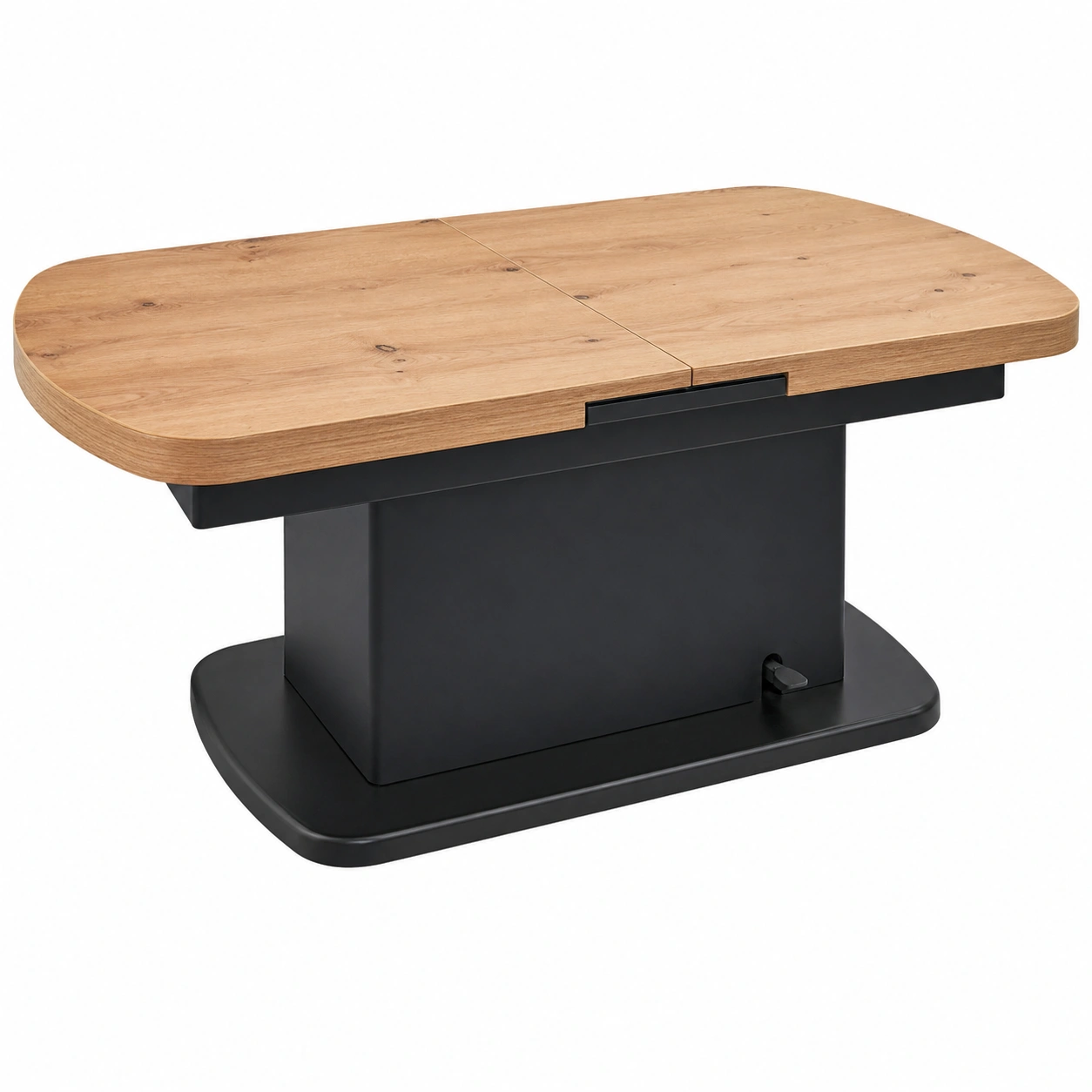 Ausziehbarer Couchtisch Weiß Hochglanz mit Holzoptik Platte Modern 135x75 cm-homedecorsupport