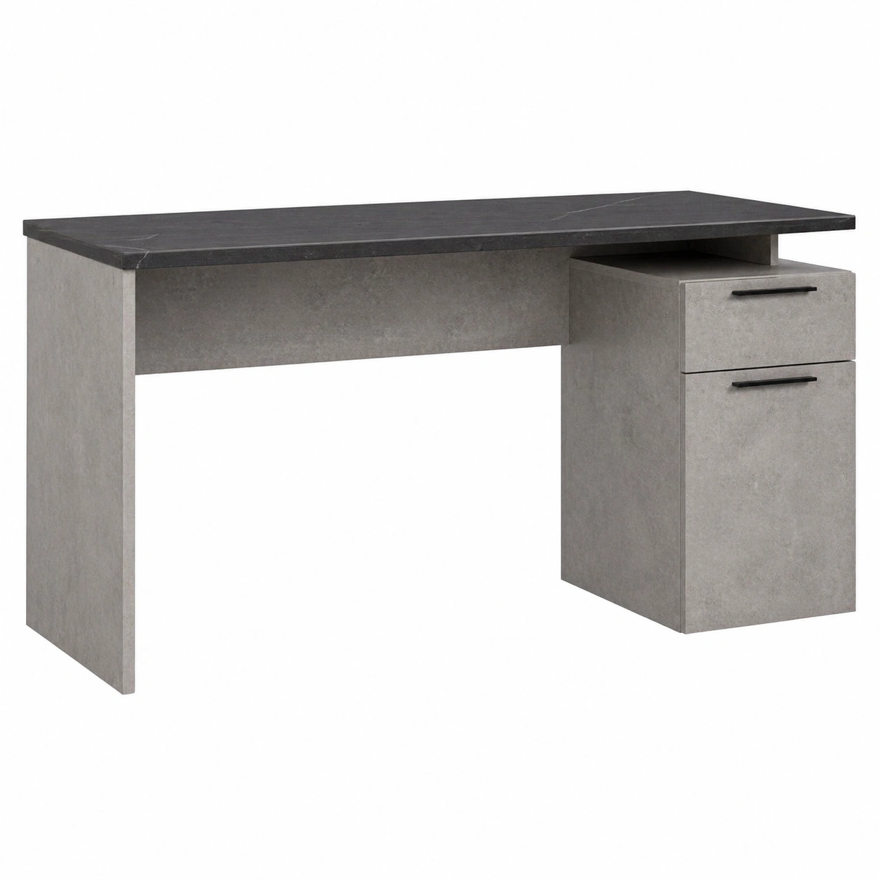 Moderner Schreibtisch in Grau Betonoptik mit Stauraum 160 cm Minimalistisches Design-homedecorsupport
