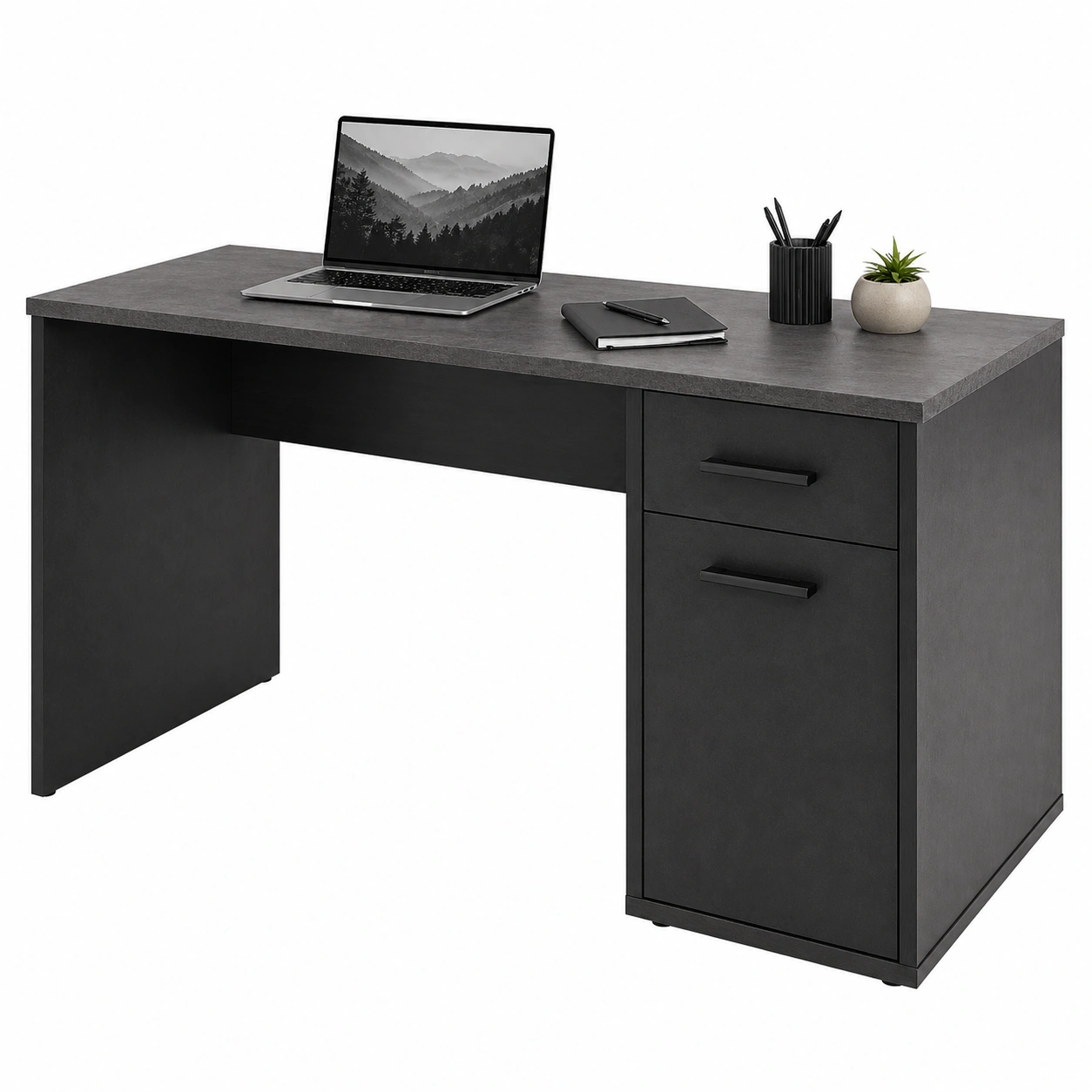 Moderner Schreibtisch in Anthrazit mit integrierter Schublade und Stauraum 160x76x73 cm-homedecorsupport