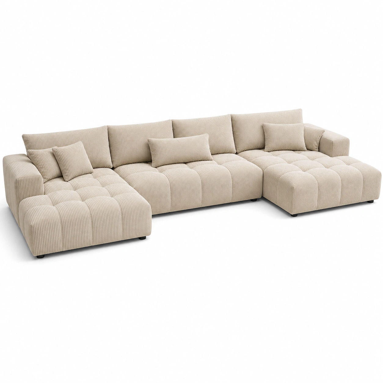 Sofa narozna duza bezowa sztruksowa