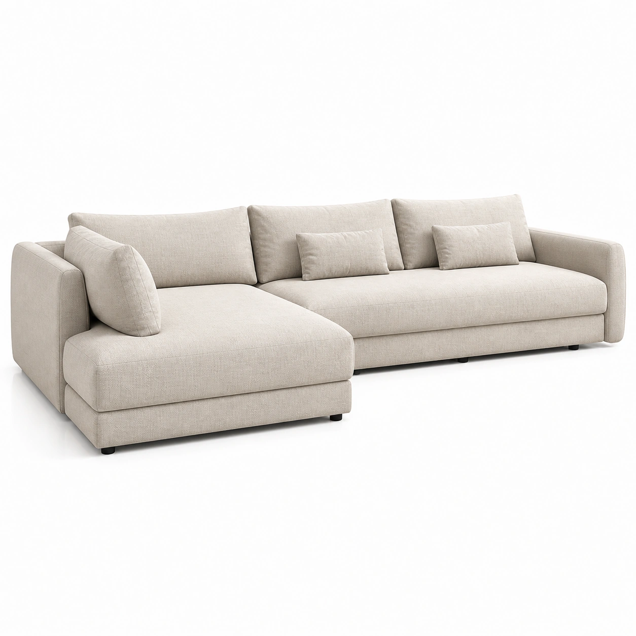 Sofa narozna minimalistyczna jasnobezowa