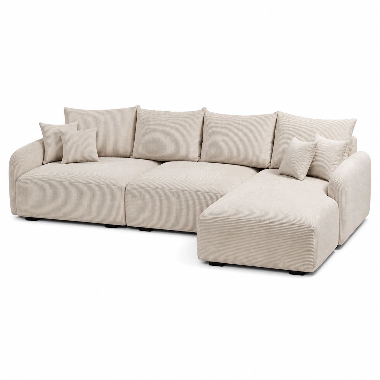 Sofa narozna duza bezowa z miekkim siedziskiem