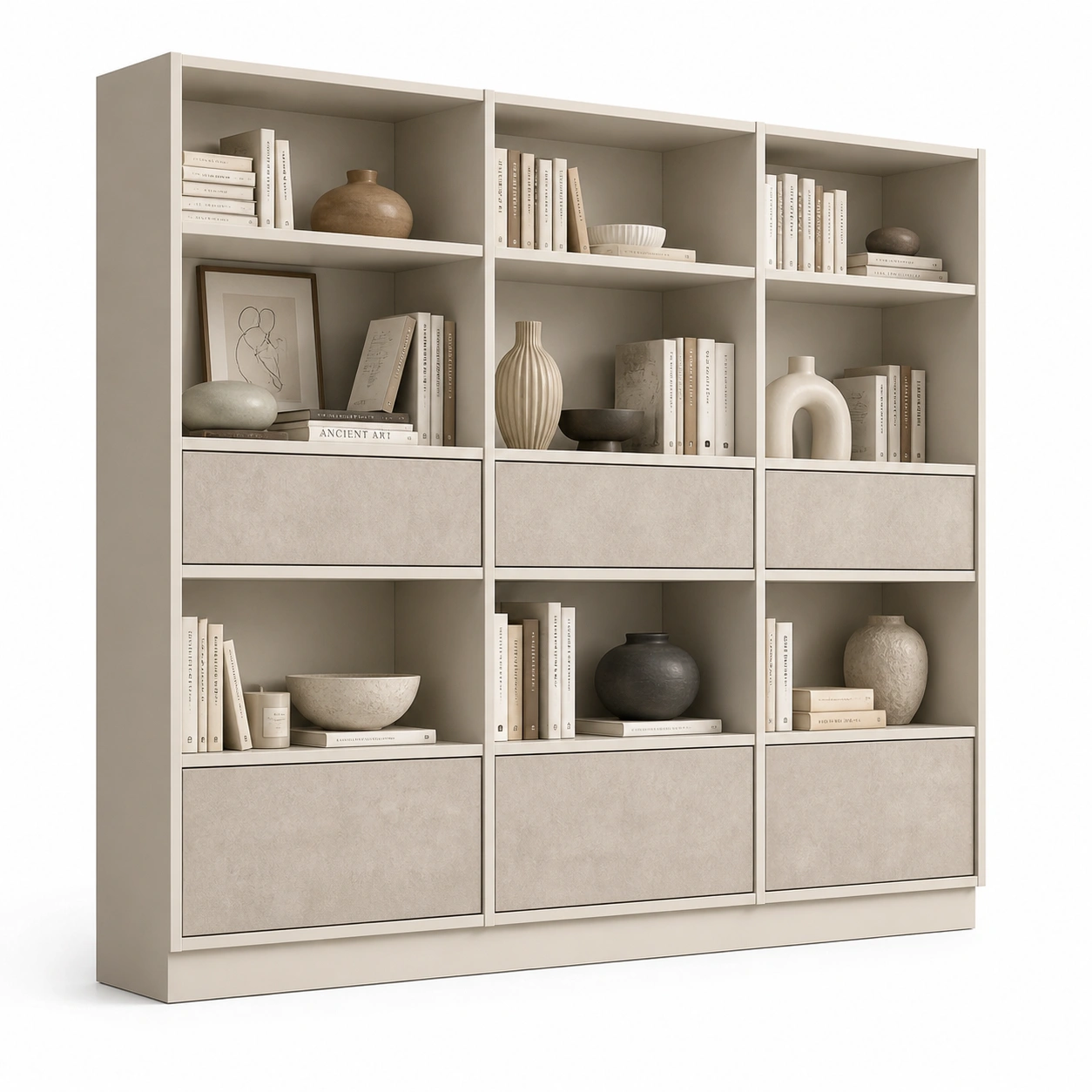 Regal biblioteczny jasny minimalistyczny