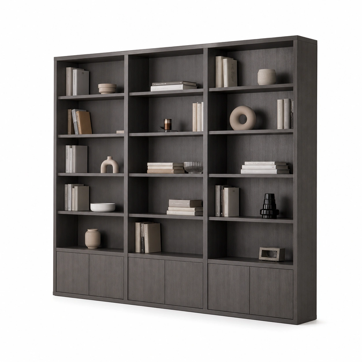 Regal biblioteczny szary klasyczny