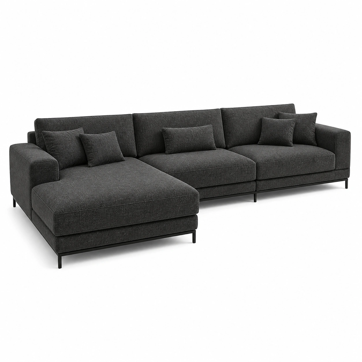 Sofa narozna grafitowa duza