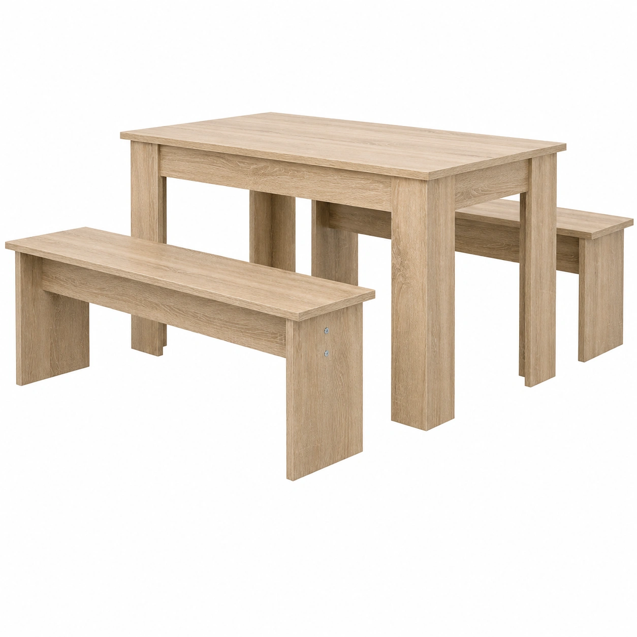 Tischgruppe mit 2 Baenken moderner Esstisch rechteckig in Holzoptik platzsparendes Esszimmer Set funktionales Design fuer Kueche und Wohnbereich-furniguidehelp