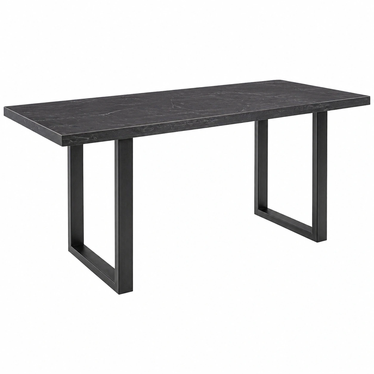 Moderner Esstisch Holzoptik Eiche Rechteckig Metallgestell Schwarz ca 200 x 100 x 76 cm-furniguidehelp