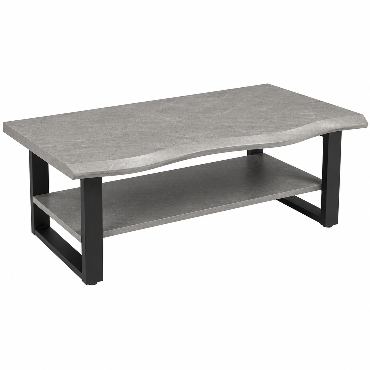 Couchtisch modern Betonoptik Grau mit Ablage rechteckig 110x42x60 cm-furniguidehelp