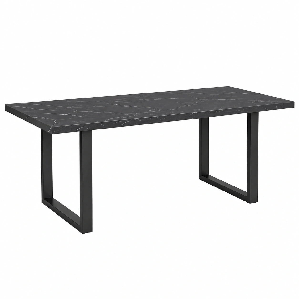 Moderner Esstisch in Schwarz Marmor Optik mit Metallgestell rechteckig 180x78x100 cm-decohelpdesk