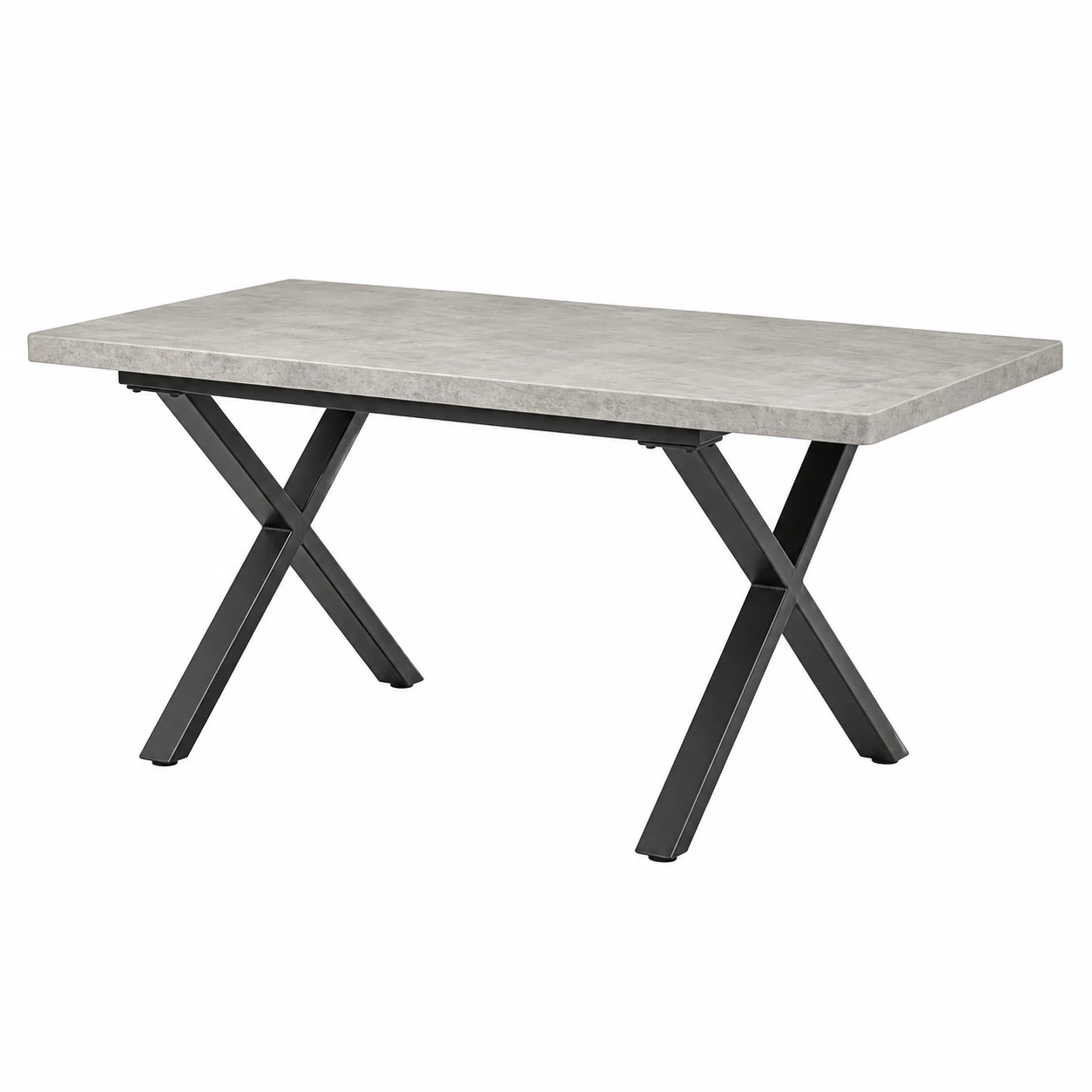 Moderner Esstisch mit X Gestell Betonoptik Grau Metall Schwarz B/H/T ca. 140x76x90 cm-decohelpdesk