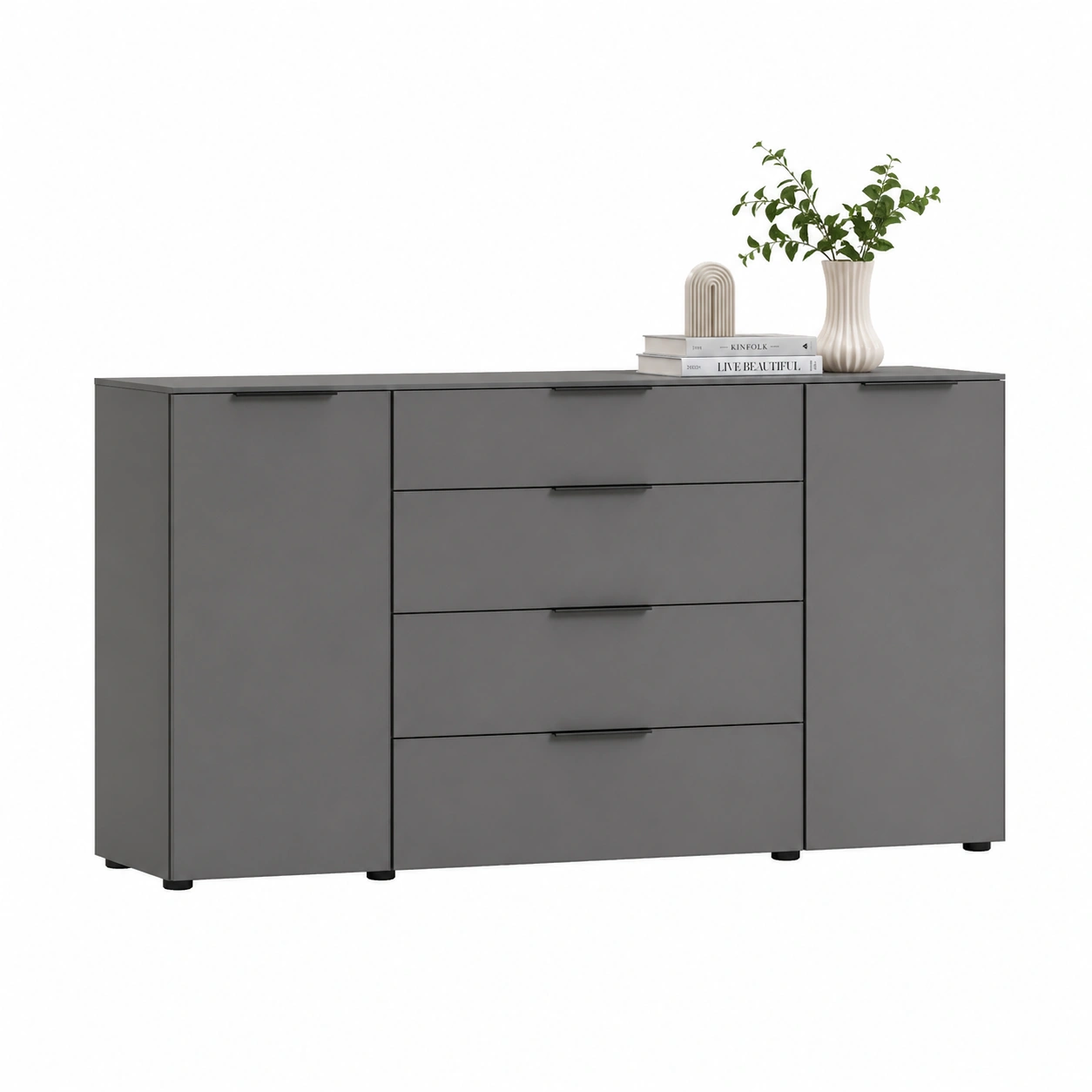 Kommode modern grau 180x40x99 cm minimalistisch Sideboard-decohelpdesk