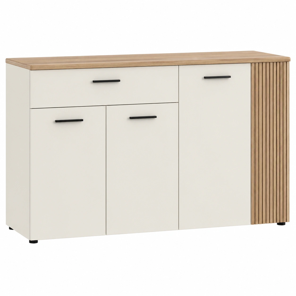 Sideboard Modern Weiß Eiche Optik 150 cm mit Stauraum-decohelpdesk