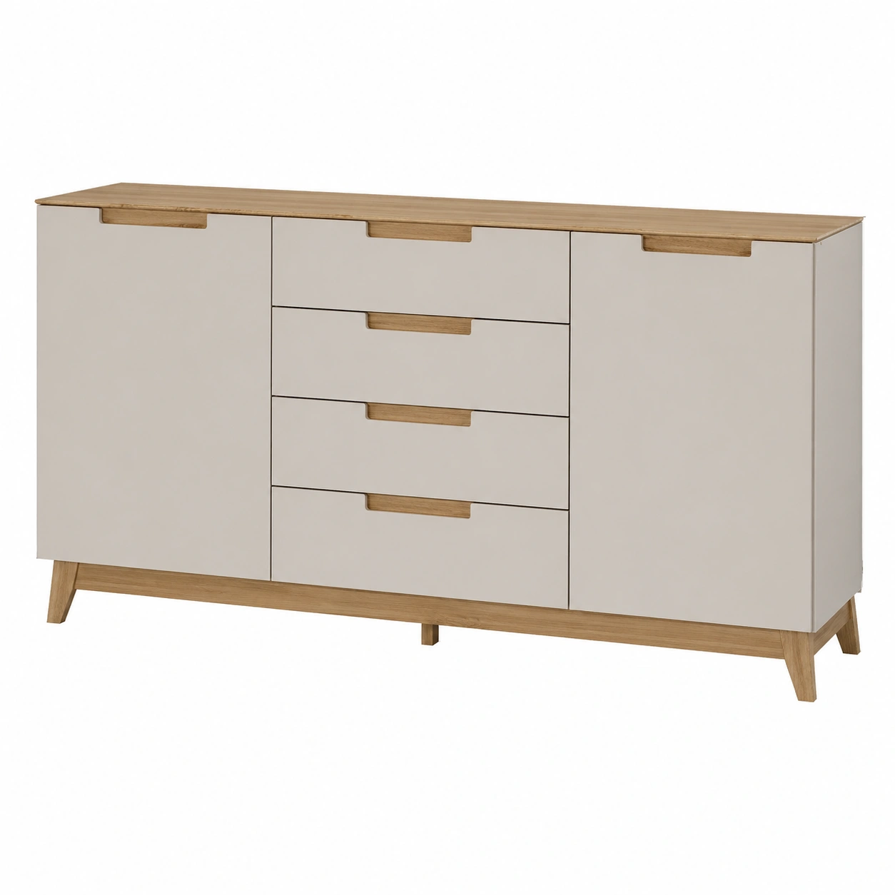 Kommode Modern Minimalistisch 3 Tueren 4 Schubladen Gross Stauraum Sideboard-decohelpdesk