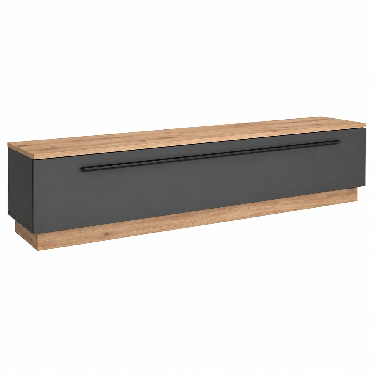 TV Lowboard Modern Weiß Hochglanz Eiche Minimalistisch 180cm Wohnzimmer TV Schrank-decohelpdesk