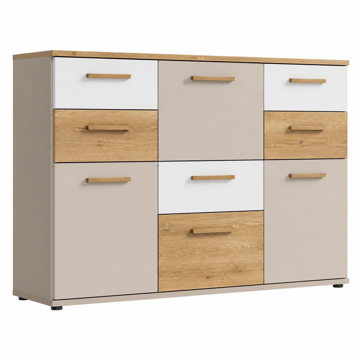 Moderne Kommode mit Tueren und Schubladen Holzoptik Vintage Anthrazit 117x82x39 cm-decohelpdesk