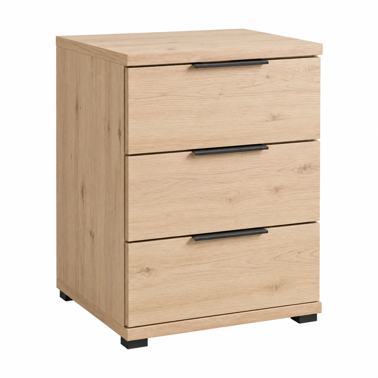 Moderne Nachtkonsole Holzoptik Eiche 3 Schubladen Nachttisch ca 46 x 42 x 61 cm-furnisupport