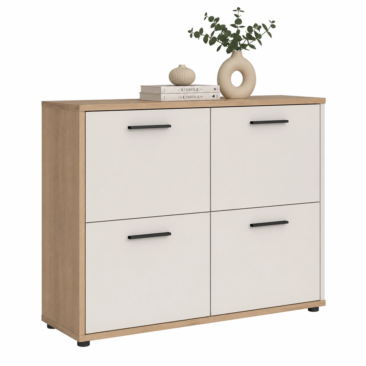 Moderne Kommode in Minimal Design mit Holzrahmen und matten Fronten-furnisupport
