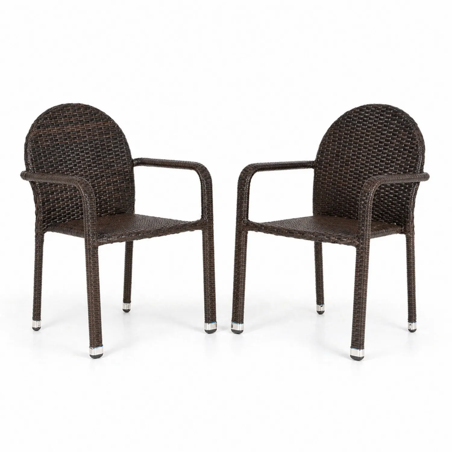 2er-Set Garten-Esszimmerstühle aus Polyrattan Braun