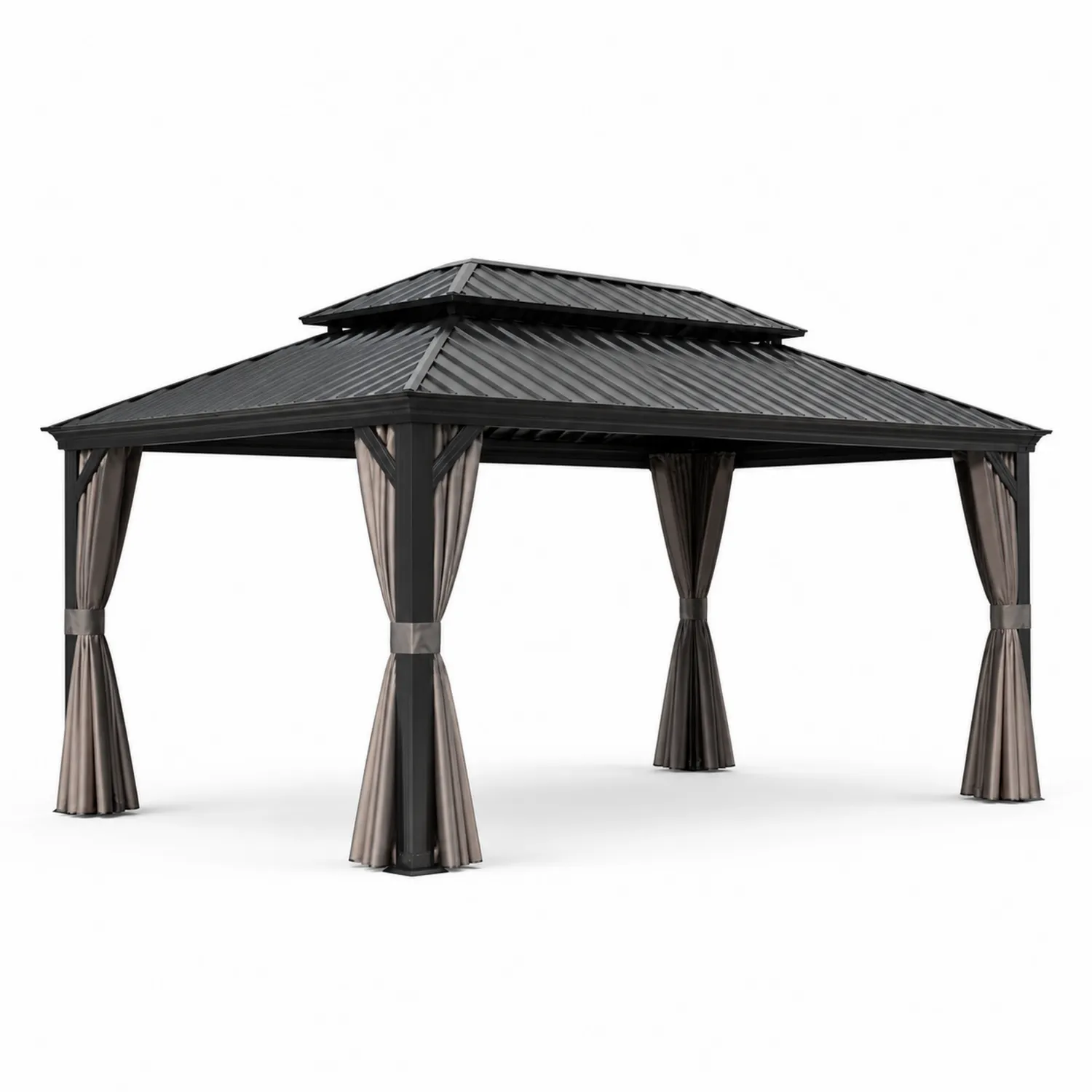 Metallpavillon Aluminium 4x3m Dunkelgrau Rechteckig