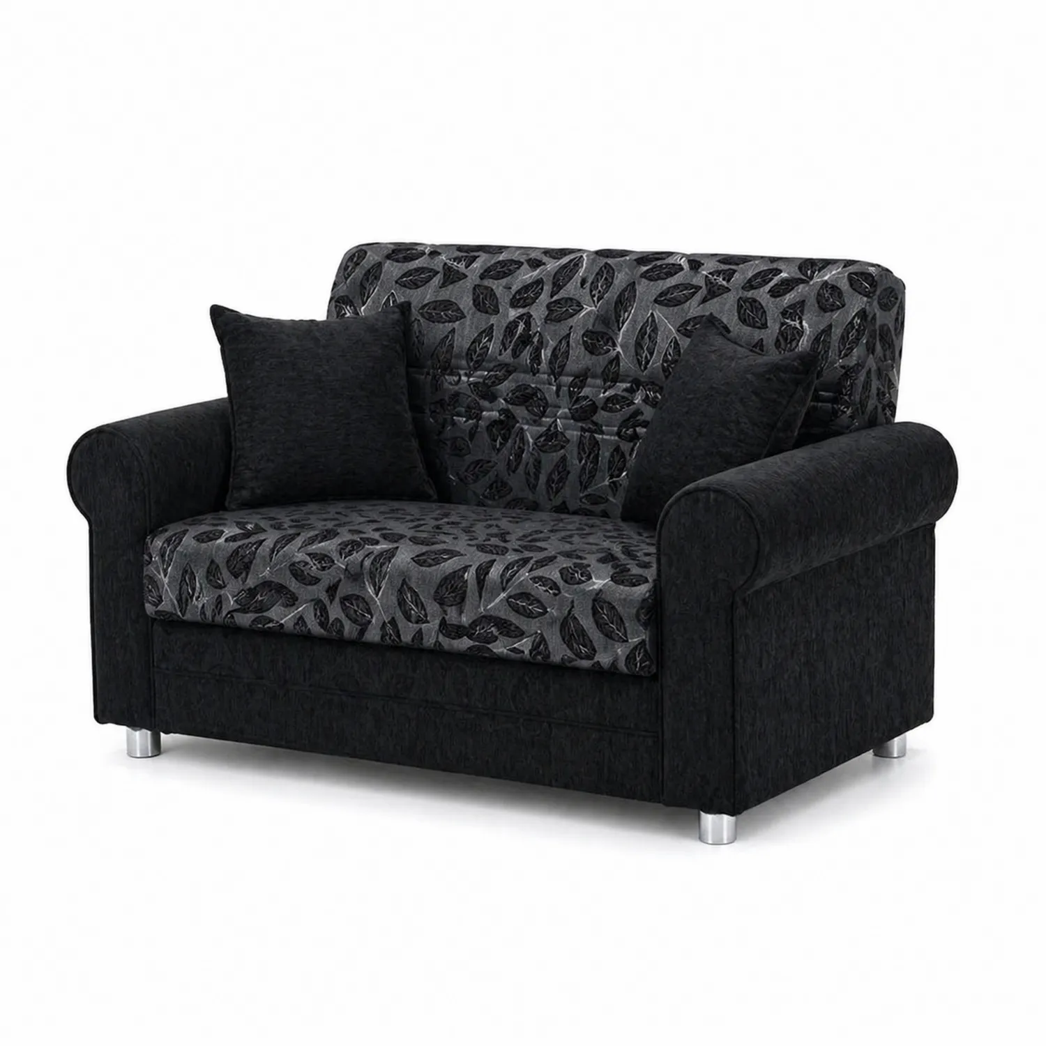 2-Sitzer Sofa mit Polyesterbezug Schwarz/Grau 150cm