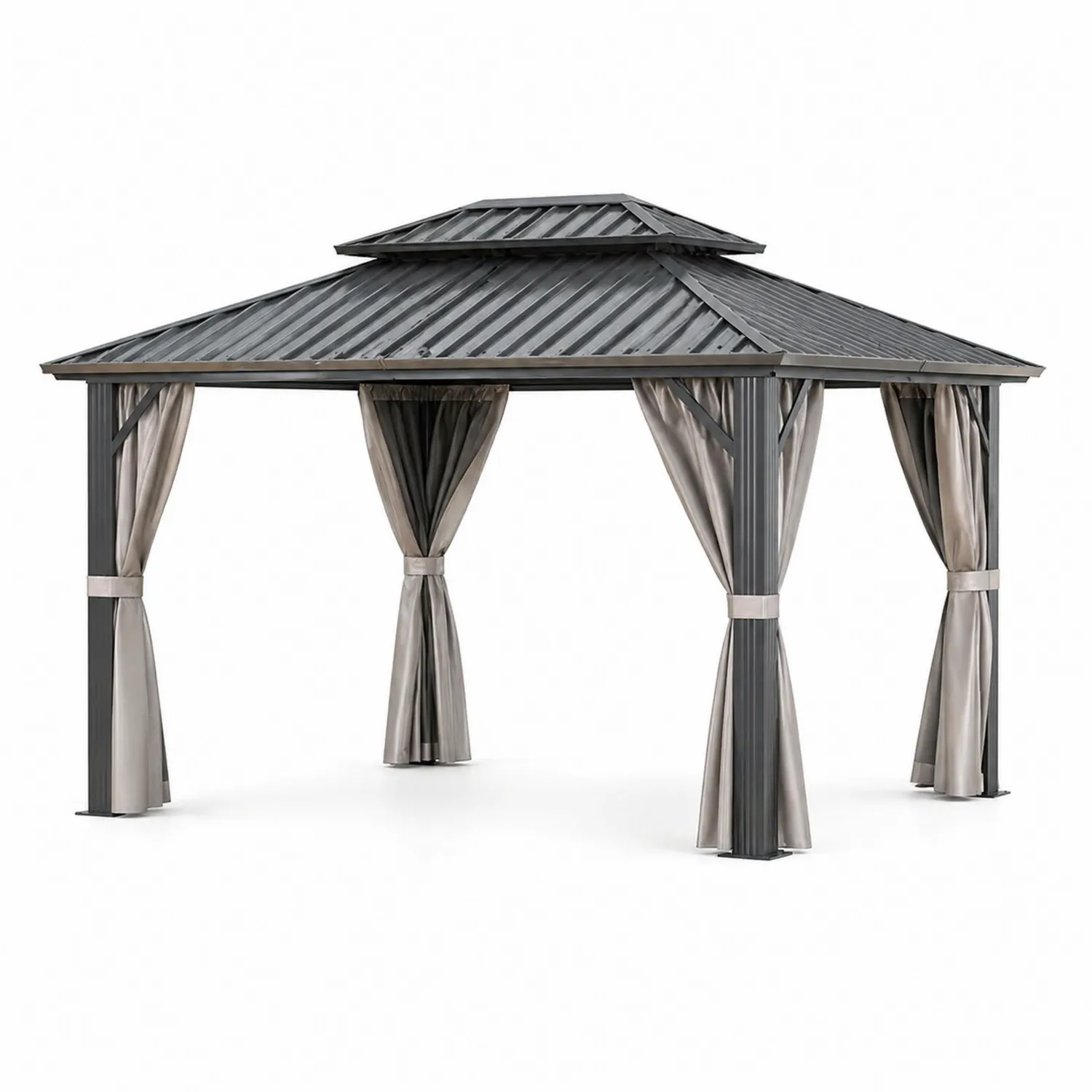 Metall Pavillon 3x4 m mit Aluminiumdach und Polyester Vorhängen