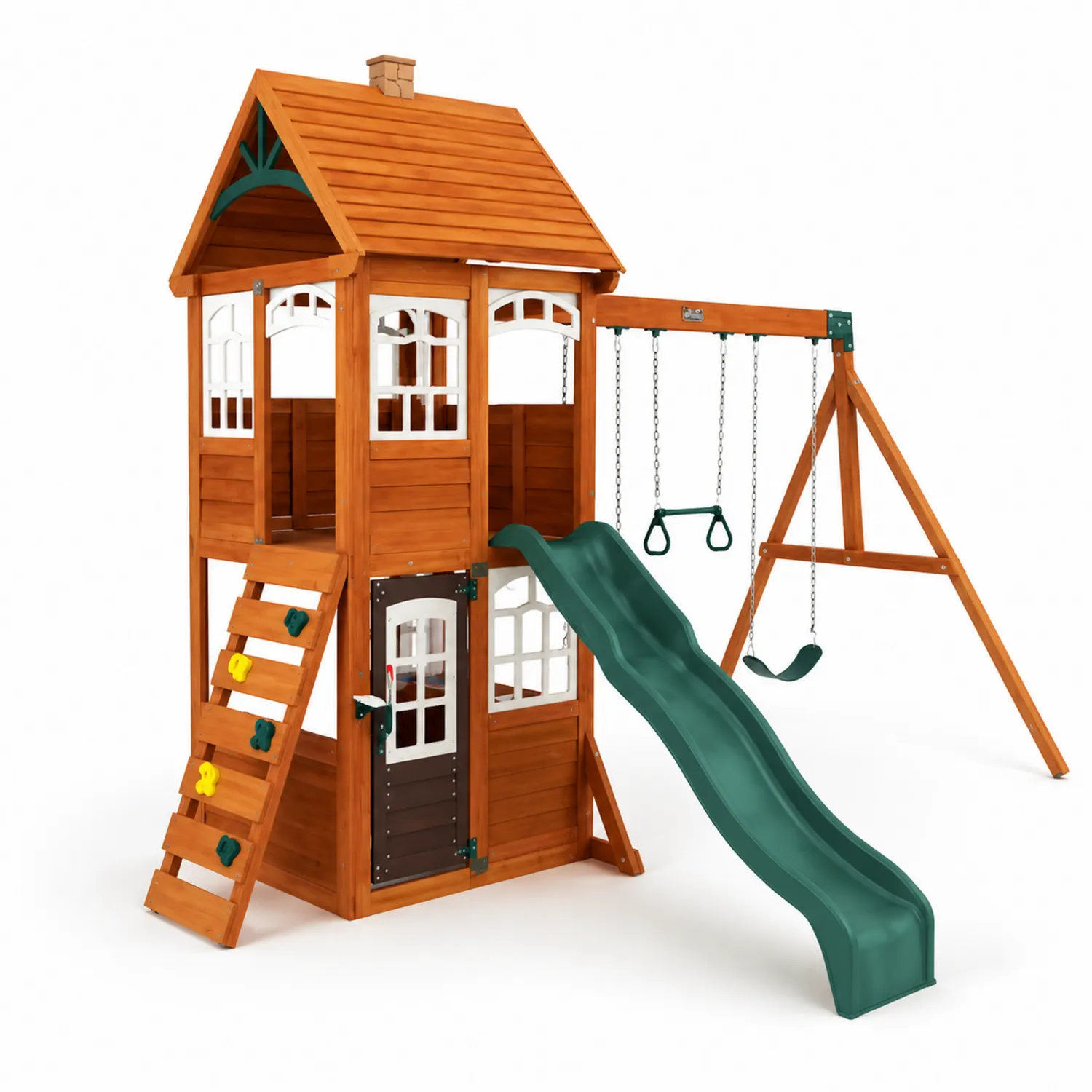 Holz Kletterturm mit Schaukel und Rutsche