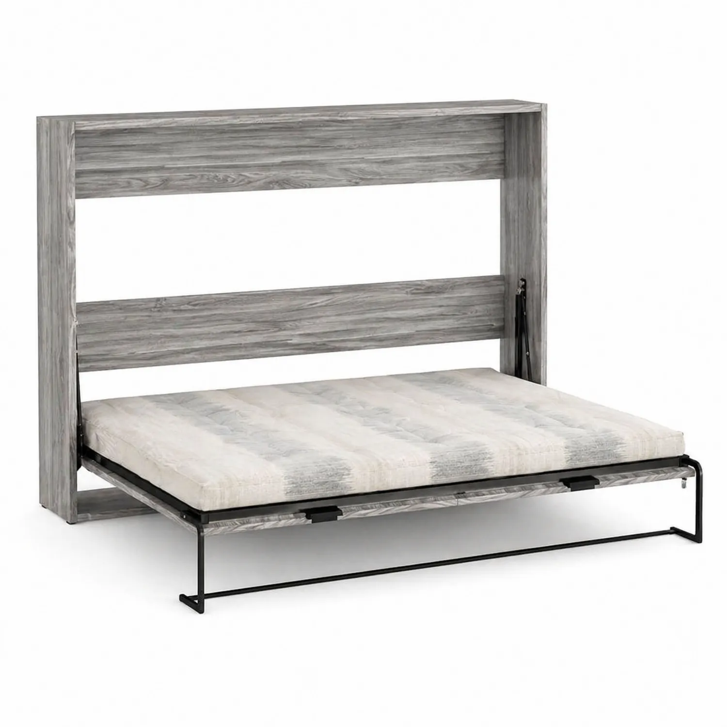 Klappbares Holzbett mit Polyester-Matratze, Grau