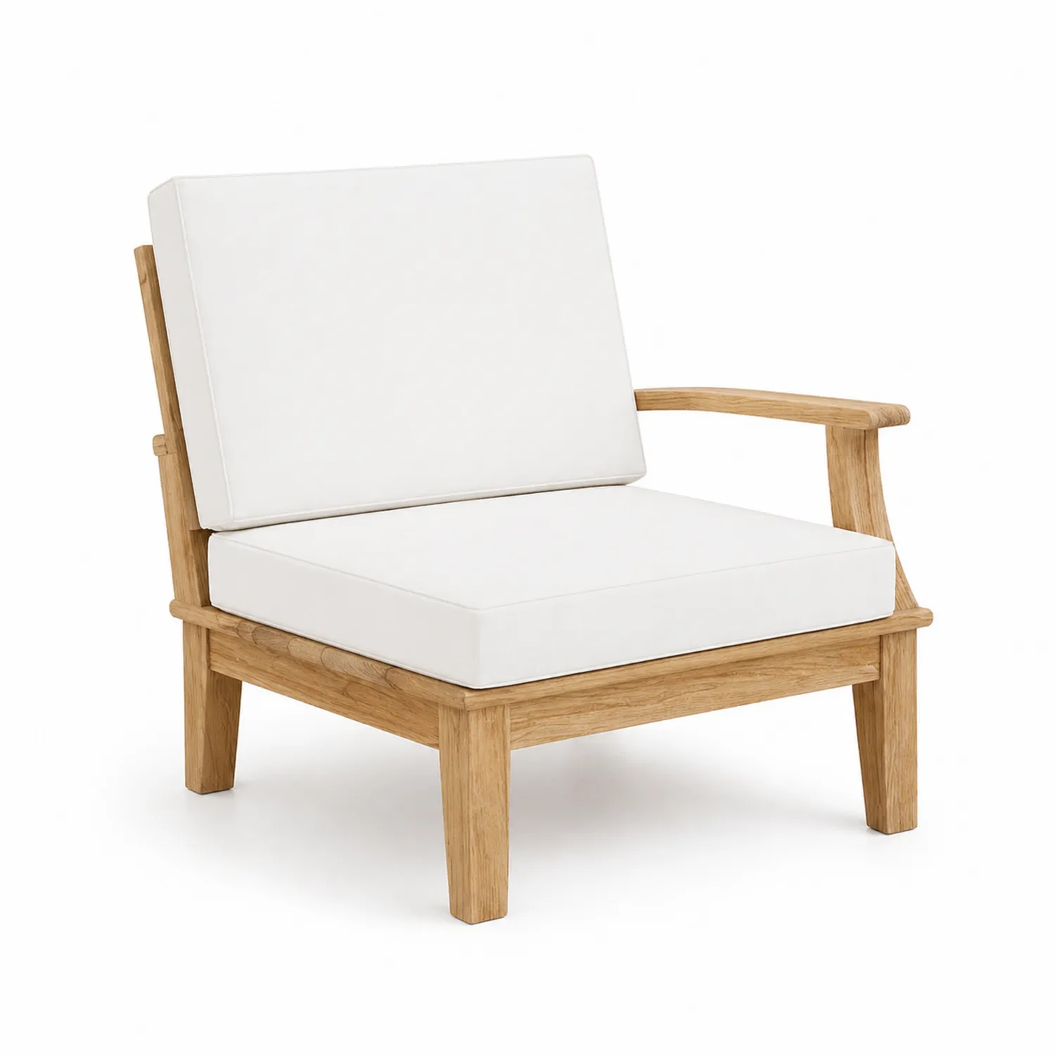 Clubsessel aus Teak mit Polyesterkissen Weiß 80x75x85 cm