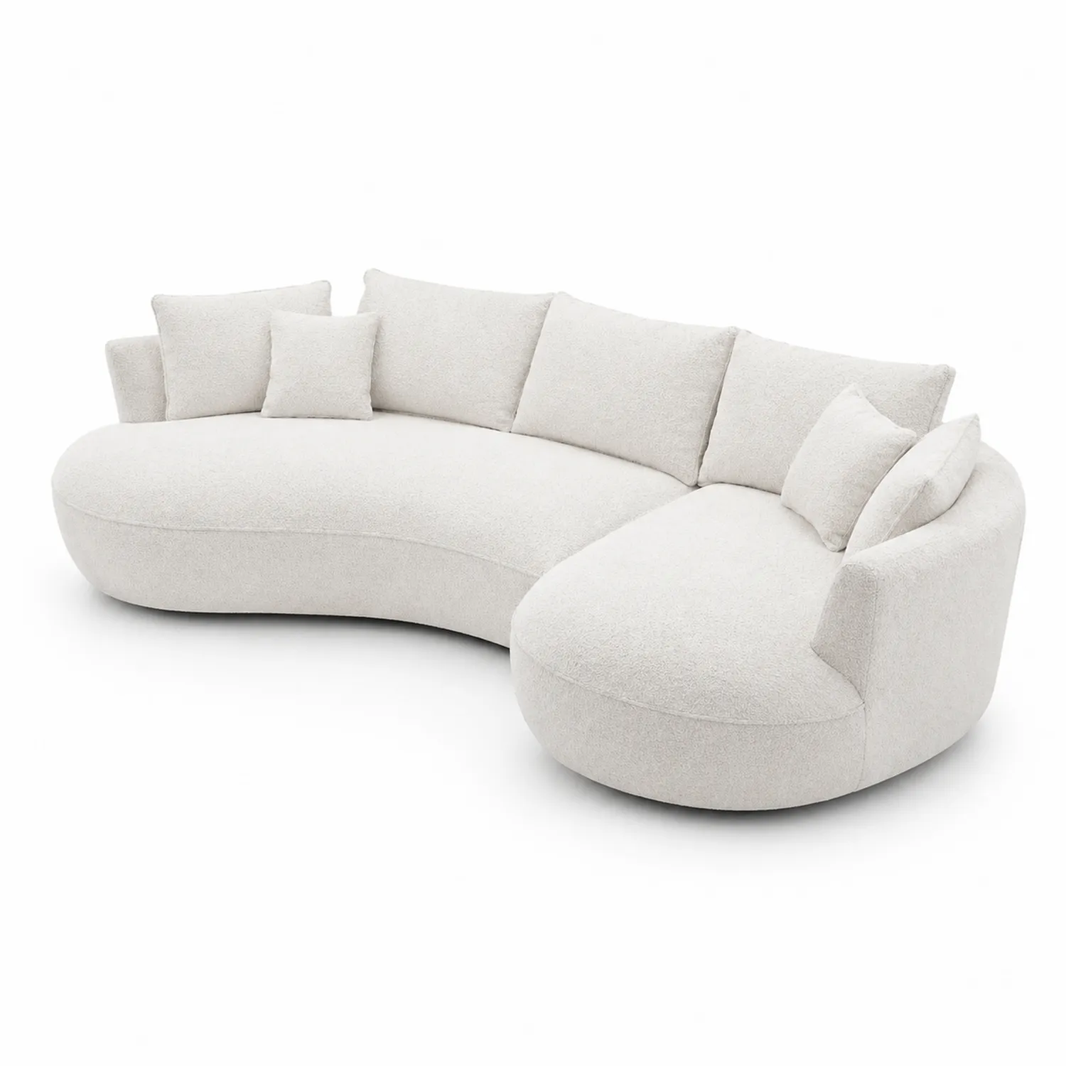 Rundes Stoffsofa mit Kissen Beige 300 cm