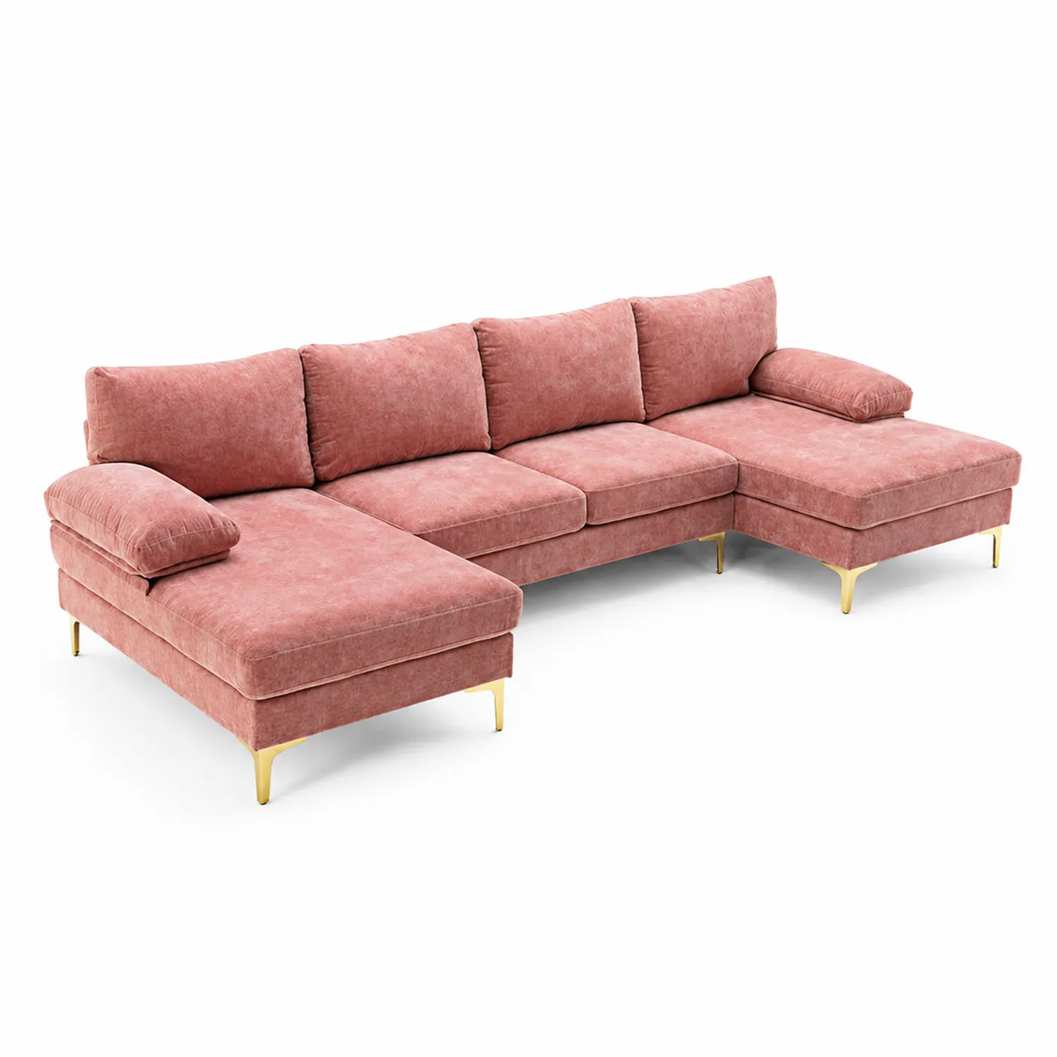 Ecksofa Samt Rosa mit Metallbeinen