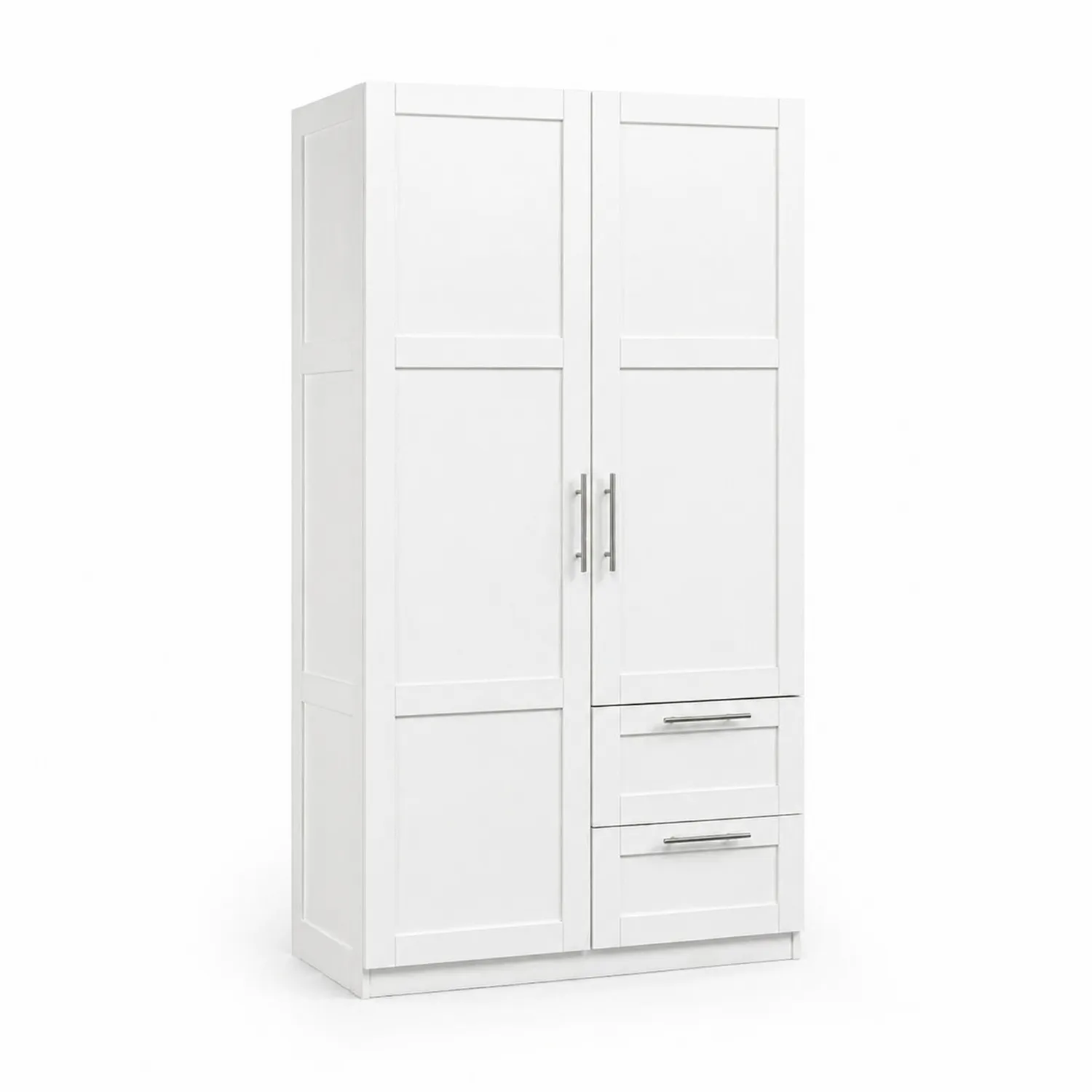 2-türiger Kleiderschrank mit Schubladen Weiß MDF 180 cm
