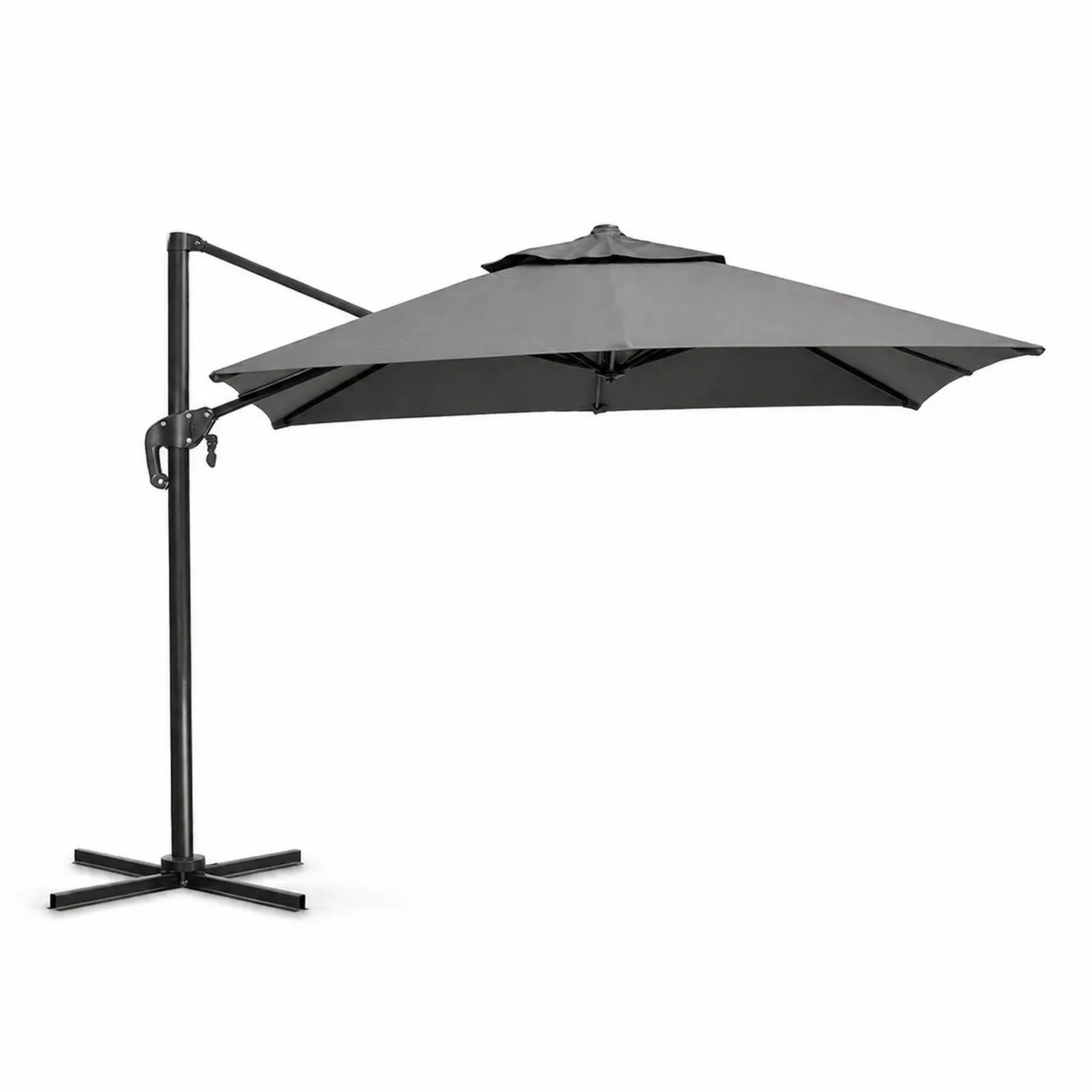 Freischwebender Sonnenschirm Aluminium Polyester Grau Ø 300 cm