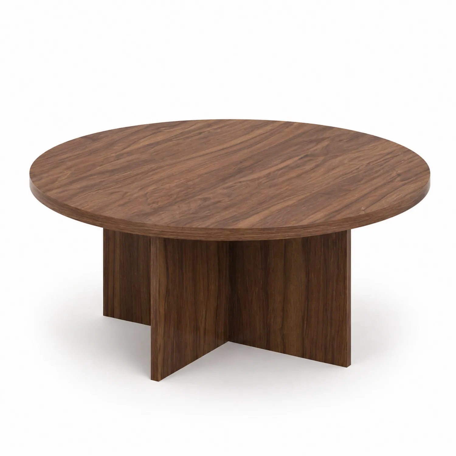 Runder Holztisch mit Walnussfurnier Durchmesser 80 cm Höhe 40 cm